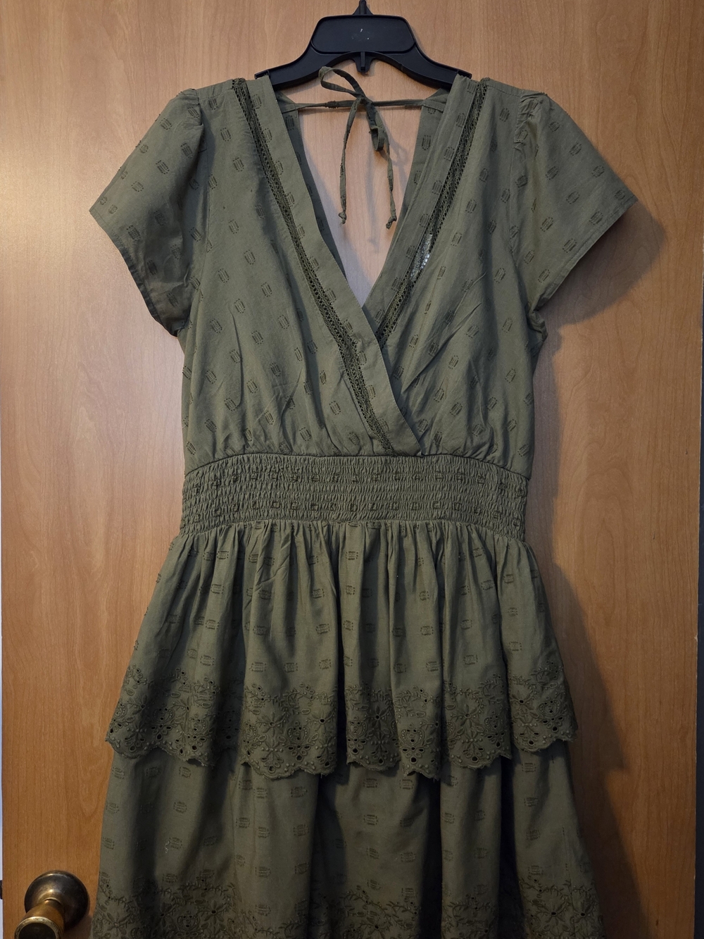 AMERICAN EAGLE  Olive Green Eyelet Detail Dress Size L Summer
